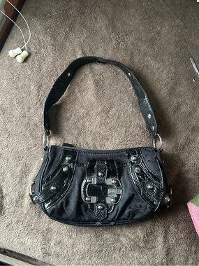 GUESS Vintage Embellished Shoulder Bag with Silver Hardware